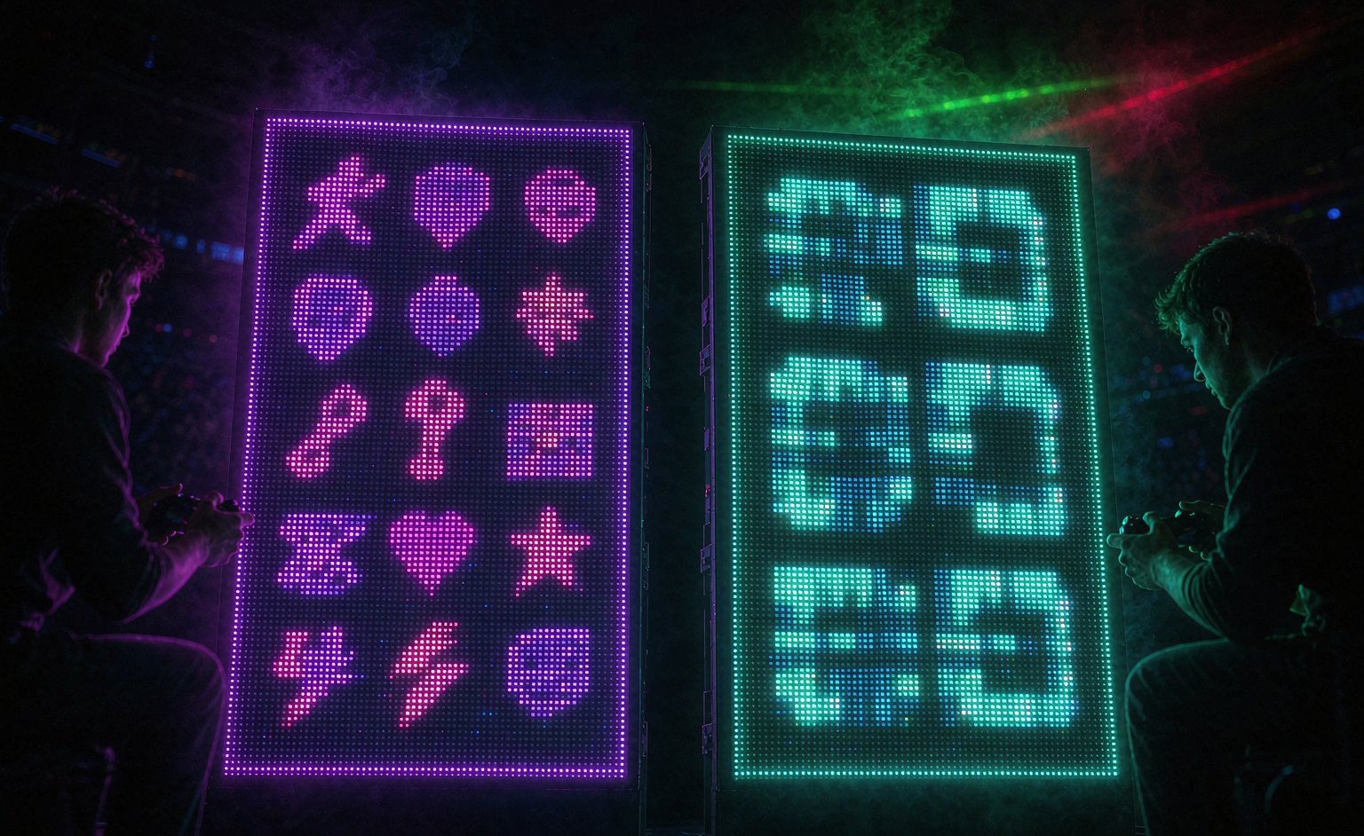 Territory battle mode with giant LED scoreboards